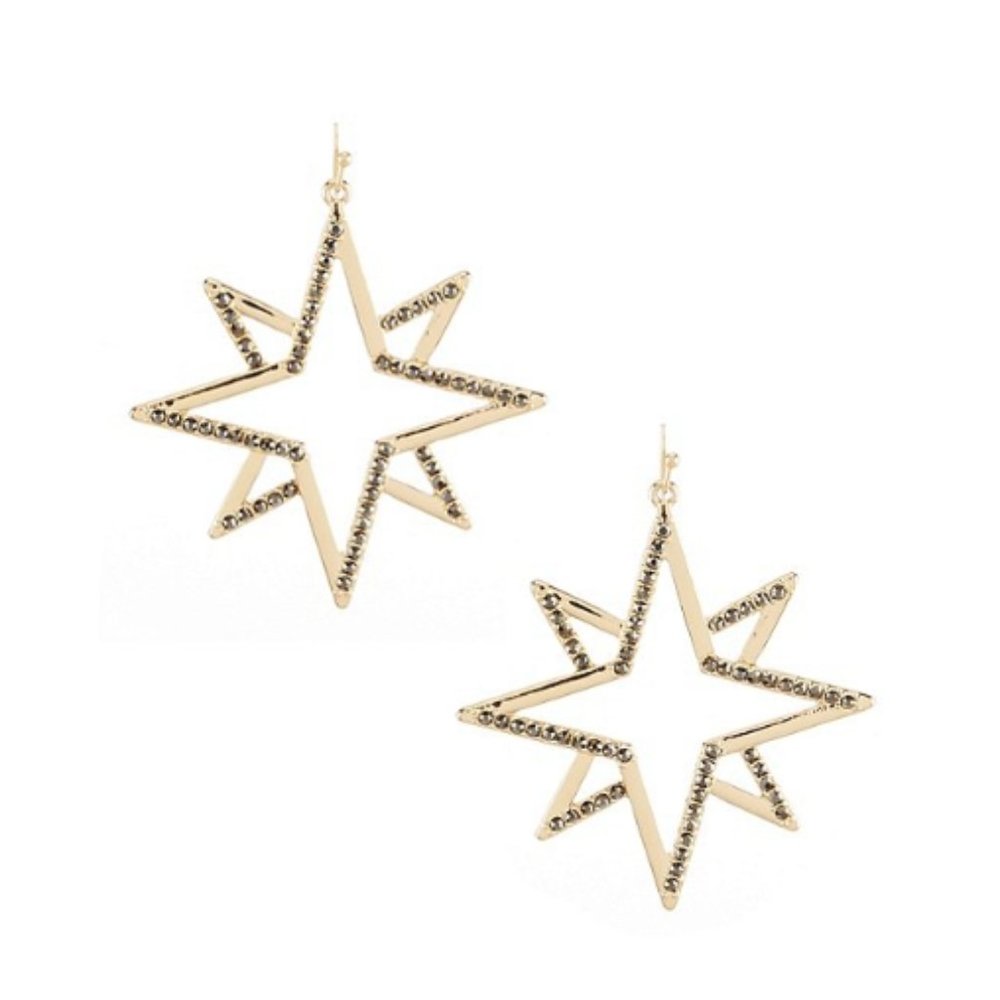 Pave Open Star Earrings